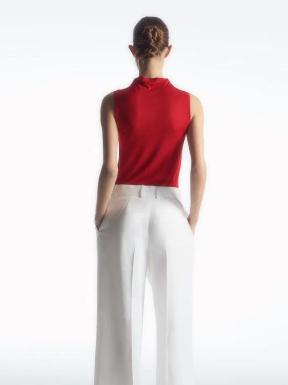 COS Red Sleeveless Mock Neck Tank | S - Picture 2 of 5